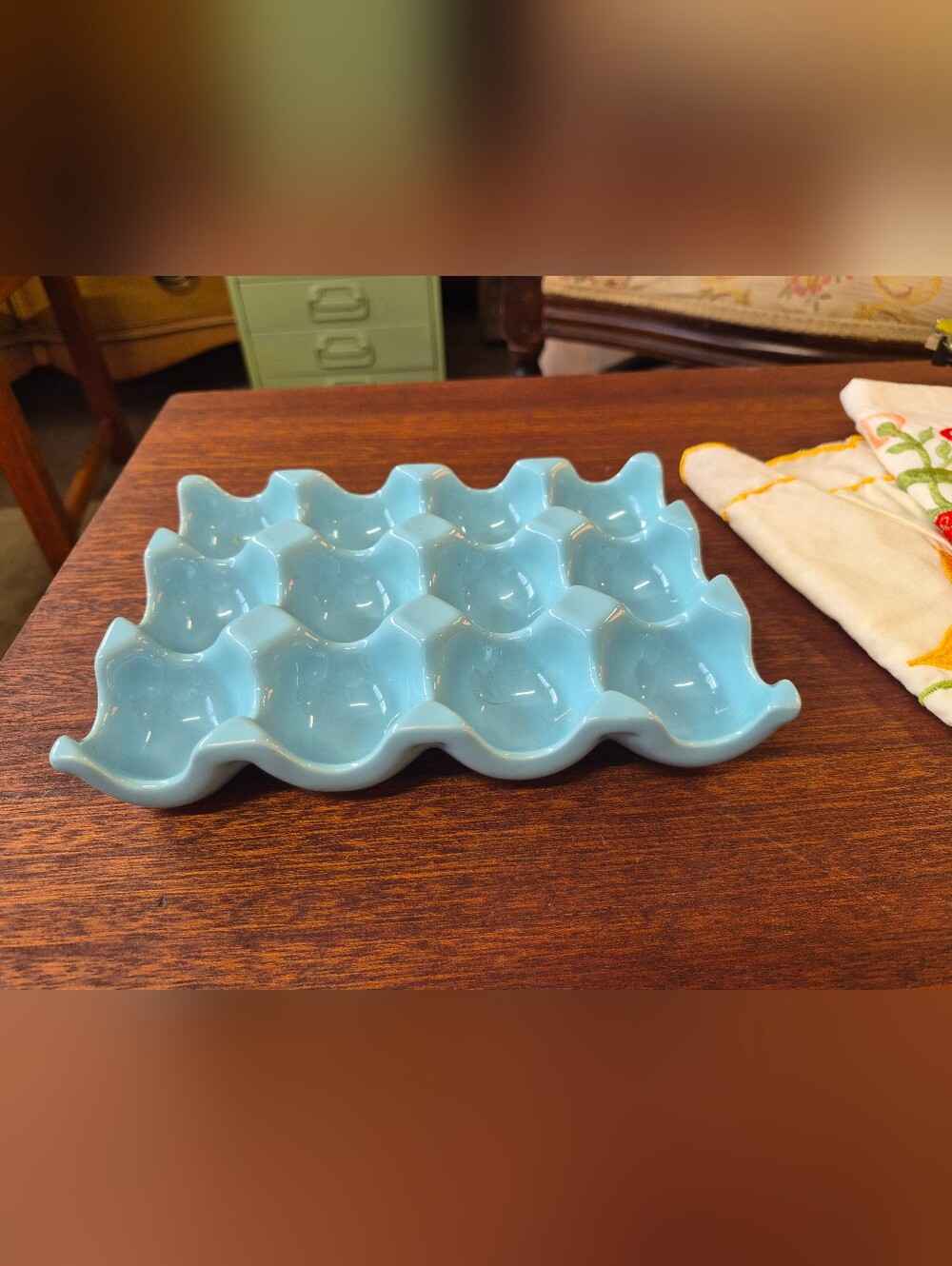 Light Blue Ceramic Egg Tray
